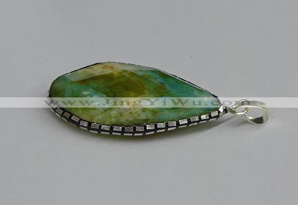 CGP3400 30*40mm - 30*45mm faceted flat teardrop agate pendants