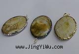 CGP3408 35*50mm faceted oval agate pendants wholesale