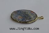CGP3411 35*50mm faceted oval agate pendants wholesale