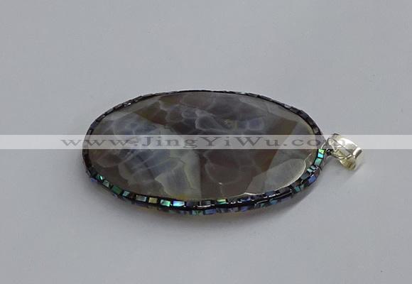 CGP3412 35*50mm faceted oval agate pendants wholesale