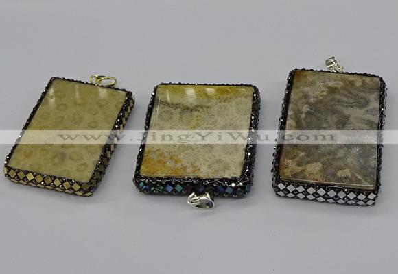 CGP3423 35*60mm - 40*50mm rectangle fossil coral pendants