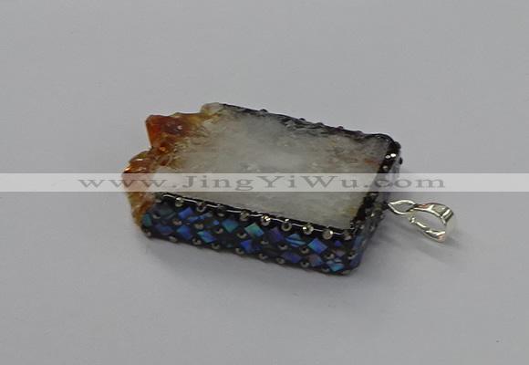 CGP3432 30*45mm - 28*60mm freeform druzy citrine pendants
