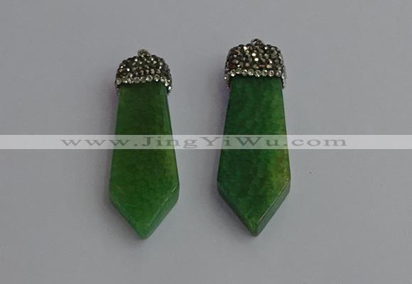 CGP344 12*50mm - 15*55mm arrowhead agate pendants wholesale