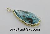 CGP3475 30*50mm - 35*55mm faceted flat teardrop ocean agate pendants