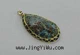 CGP3478 30*50mm - 35*55mm faceted flat teardrop ocean agate pendants