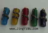 CGP354 12*40mm tube agate gemstone pendants wholesale