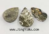 CGP3558 30*50mm - 38*58mm flat teardrop ocean agate slab pendants