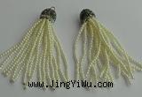 CGP418 3mm round handmade glass beaded tassel pendants wholesale