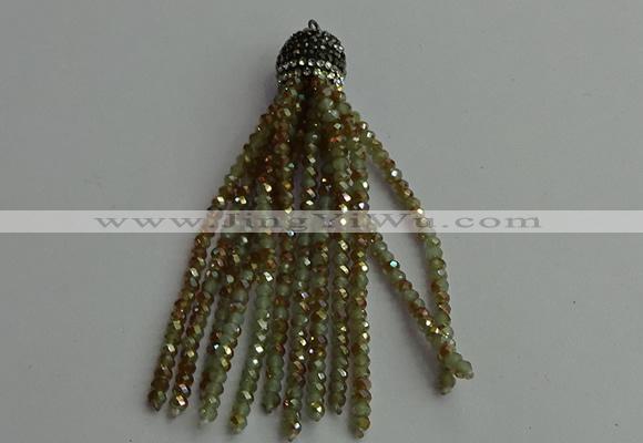CGP422 2*3mm faceted rondelle handmade chinese crystal tassel pendants