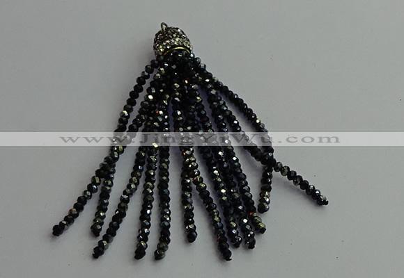 CGP429 2*3mm faceted rondelle handmade chinese crystal tassel pendants
