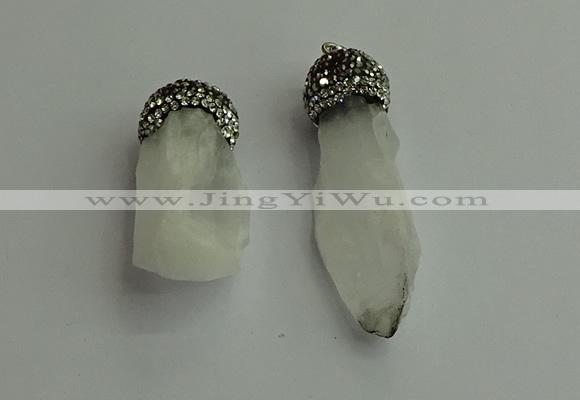 CGP487 15*35mm - 18*45mm nugget white crystal pendants wholesale