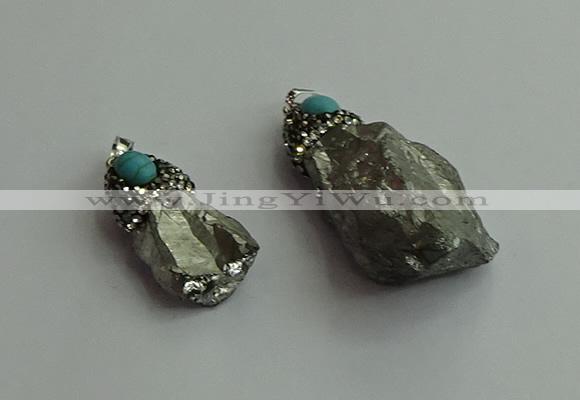 CGP497 15*30mm - 25*40mm nugget plated quartz pendants wholesale