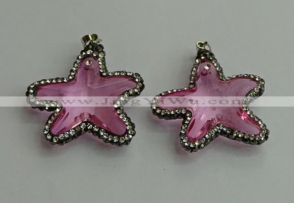CGP508 35*35mm star crystal glass pendants wholesale