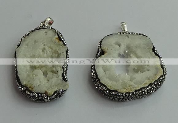 CGP553 30*50mm - 45*55mm freeform druzy agate pendants wholesale