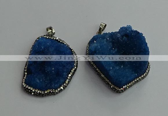 CGP596 25*40mm - 30*45mm freeform druzy agate gemstone pendants