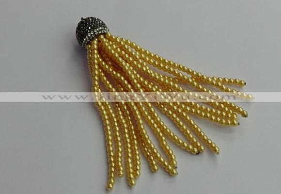 CGP678 3mm round handmade glass beaded tassel pendants wholesale