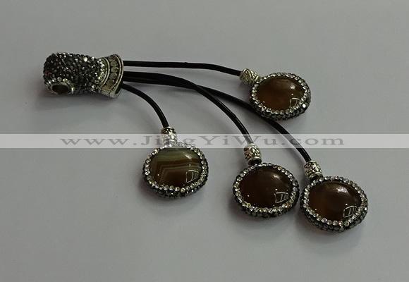 CGP728 18mm - 20mm coin agate tassel pendants wholesale