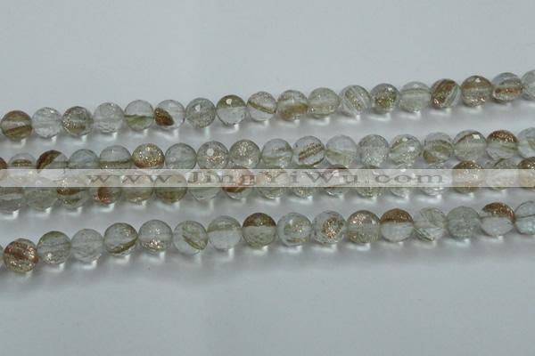 CGQ24 15.5 inches 8mm faceted round gold sand quartz beads