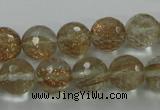 CGQ26 15.5 inches 12mm faceted round gold sand quartz beads