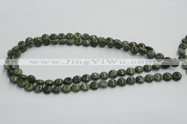 CGR15 16 inches 10mm flat round green rain forest stone beads wholesale