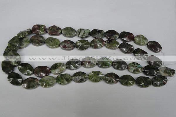 CGR22 15.5 inches 13*18mm wavy oval green rain forest stone beads