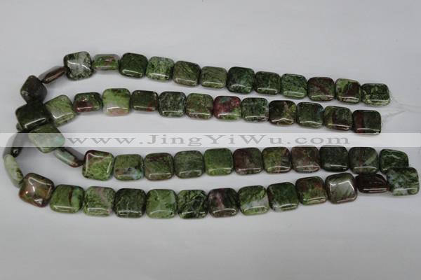 CGR33 15.5 inches 14*14mm square green rain forest stone beads