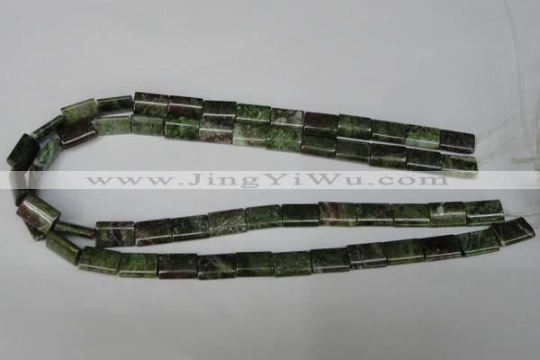 CGR35 15.5 inches 10*14mm flat tube green rain forest stone beads