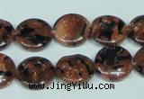 CGS208 15.5 inches 14mm flat round blue & brown goldstone beads wholesale