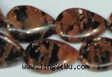 CGS214 15.5 inches 18*25mm flat teardrop blue & brown goldstone beads