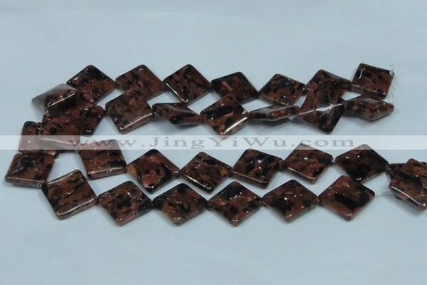 CGS220 15.5 inches 20*20mm diamond blue & brown goldstone beads