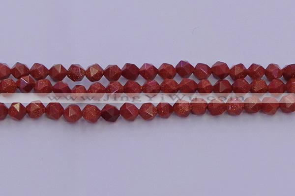 CGS452 15.5 inches 8mm faceted nuggets goldstone beads wholesale