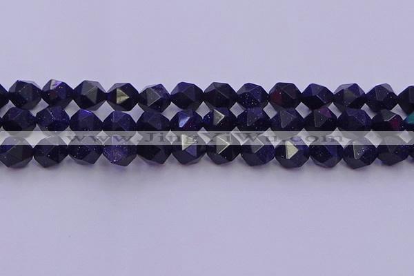 CGS458 15.5 inches 10mm faceted nuggets goldstone beads wholesale