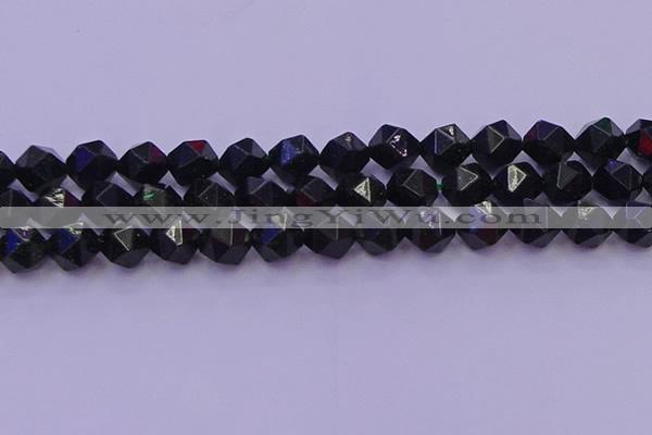 CGS464 15.5 inches 12mm faceted nuggets green goldstone beads