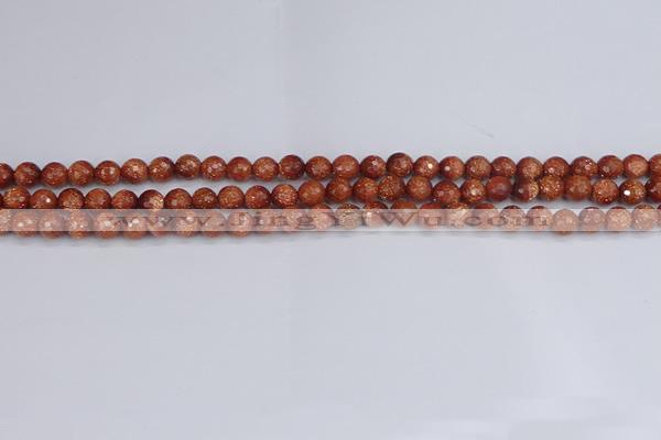 CGS470 15.5 inches 4mm faceted round goldstone beads wholesale