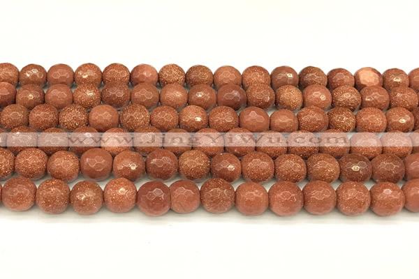 CGS490 15 inches 6mm faceted round goldstone beads