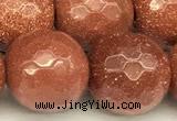 CGS493 15 inches 12mm faceted round goldstone beads
