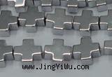 CHE1007 15.5 inches 10*10mm cross plated hematite beads wholesale
