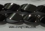 CHE161 15.5 inches 6*12mm twisted rice hematite beads