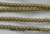 CHE419 15.5 inches 2mm round matte plated hematite beads wholesale