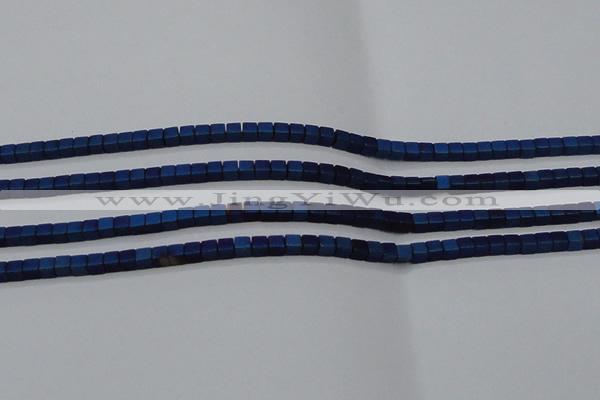 CHE446 15.5 inches 3*3mm cube matte plated hematite beads wholesale
