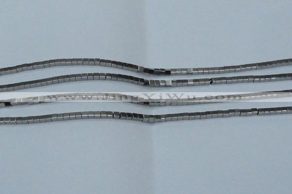 CHE450 15.5 inches 2*2mm cube plated hematite beads wholesale