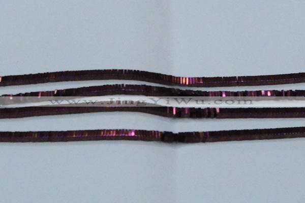 CHE573 15.5 inches 1*3*3mm square plated hematite beads wholesale