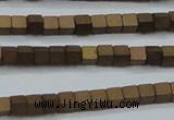 CHE609 15.5 inches 2*2mm cube matte plated hematite beads wholesale