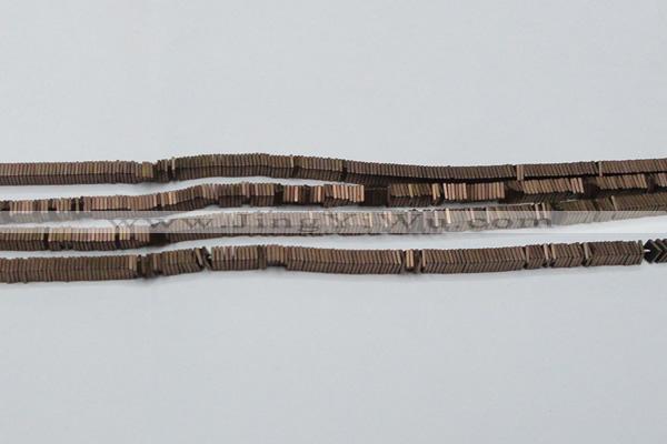 CHE620 15.5 inches 1*2*2mm square matte plated hematite beads