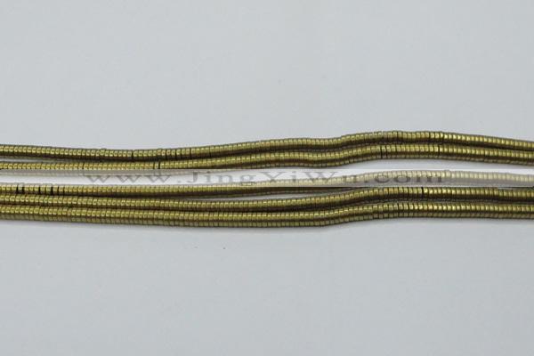 CHE671 15.5 inches 1*2mm tyre matte plated hematite beads