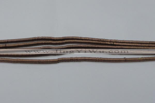 CHE677 15.5 inches 1*3mm tyre matte plated hematite beads