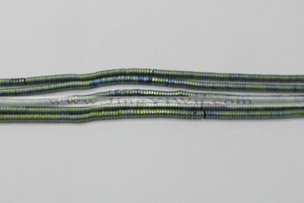 CHE678 15.5 inches 1*3mm tyre matte plated hematite beads