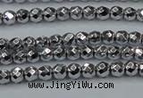 CHE710 15.5 inches 4mm faceted round plated hematite beads