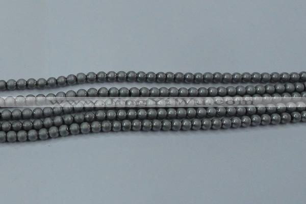 CHE720 15.5 inches 4mm round matte plated hematite beads wholesale