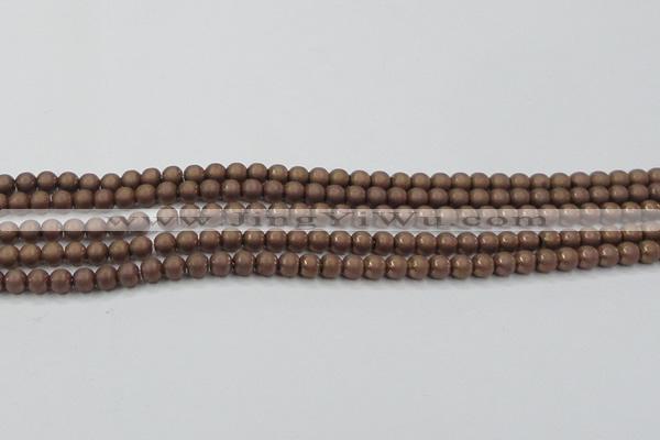 CHE723 15.5 inches 4mm round matte plated hematite beads wholesale